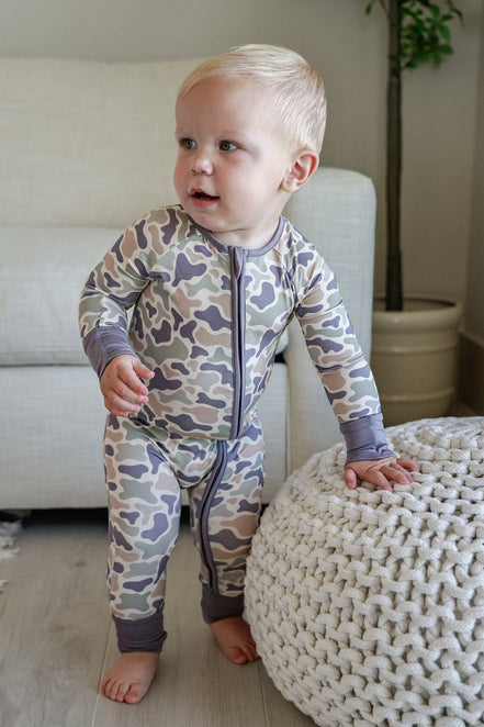 Convertible Bamboo Zip Romper | Camo Cutie