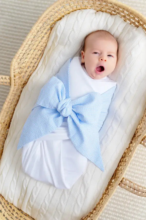 Bow Swaddle - Seersucker