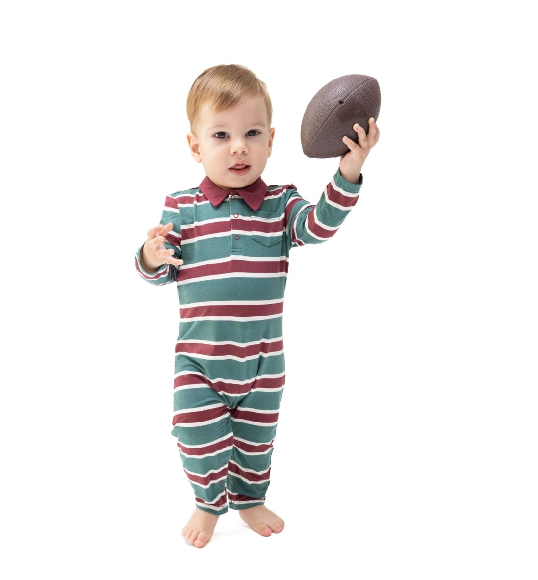 Rugby Stripe Green - Polo Romper