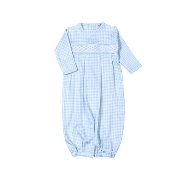 BGG-111 Blue gingham clsssic Pima Hand Smocked Converter