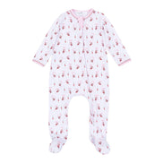 Jolly Ribbons Print Ruffle Zip Footie