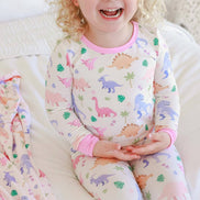 Two-Piece Bamboo Pajama Set | Little Fossil Pink