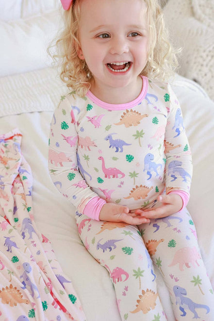 Two-Piece Bamboo Pajama Set | Little Fossil Pink
