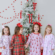 Girls' Long Sleeve Ruffle Christmas Nightgown | Jolly Wreaths