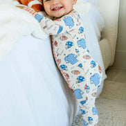 Bamboo Convertible Zipper Romper | Huddles & Cuddles Blue