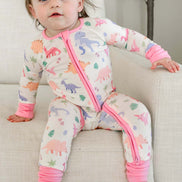 Convertible Bamboo Zip Romper | Little Fossil Pink