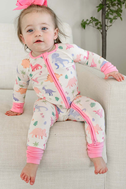 Convertible Bamboo Zip Romper | Little Fossil Pink