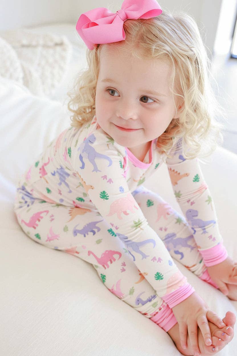 Two-Piece Bamboo Pajama Set | Little Fossil Pink
