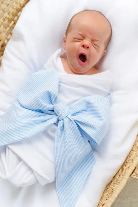 Bow Swaddle - Seersucker