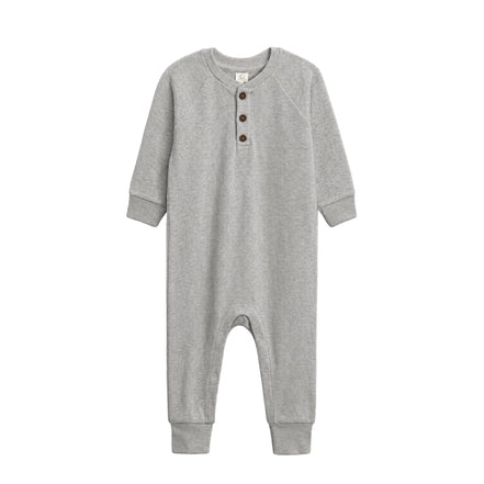 Crosby Waffle Knit Henley Romper - Ashen