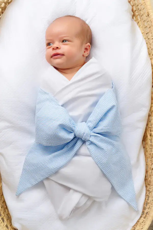 Bow Swaddle - Seersucker