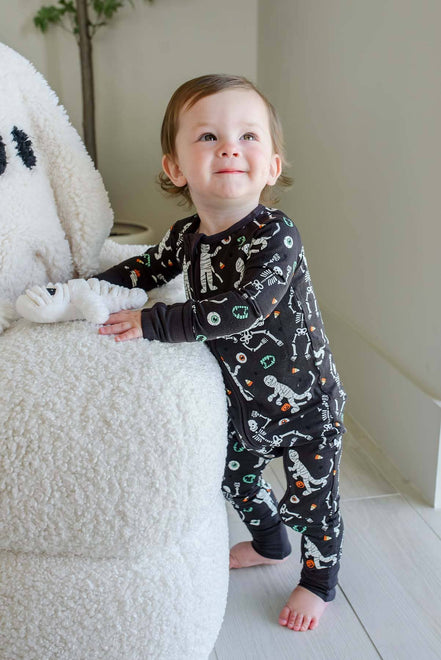 Halloween Glow-in-the-Dark Convertible Bamboo Zip Romper | Eye Want Candy
