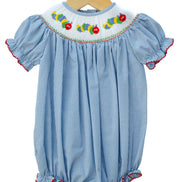 Back to School Caterpillar Smocked Birdie Bubble