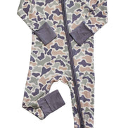 Convertible Bamboo Zip Romper | Camo Cutie