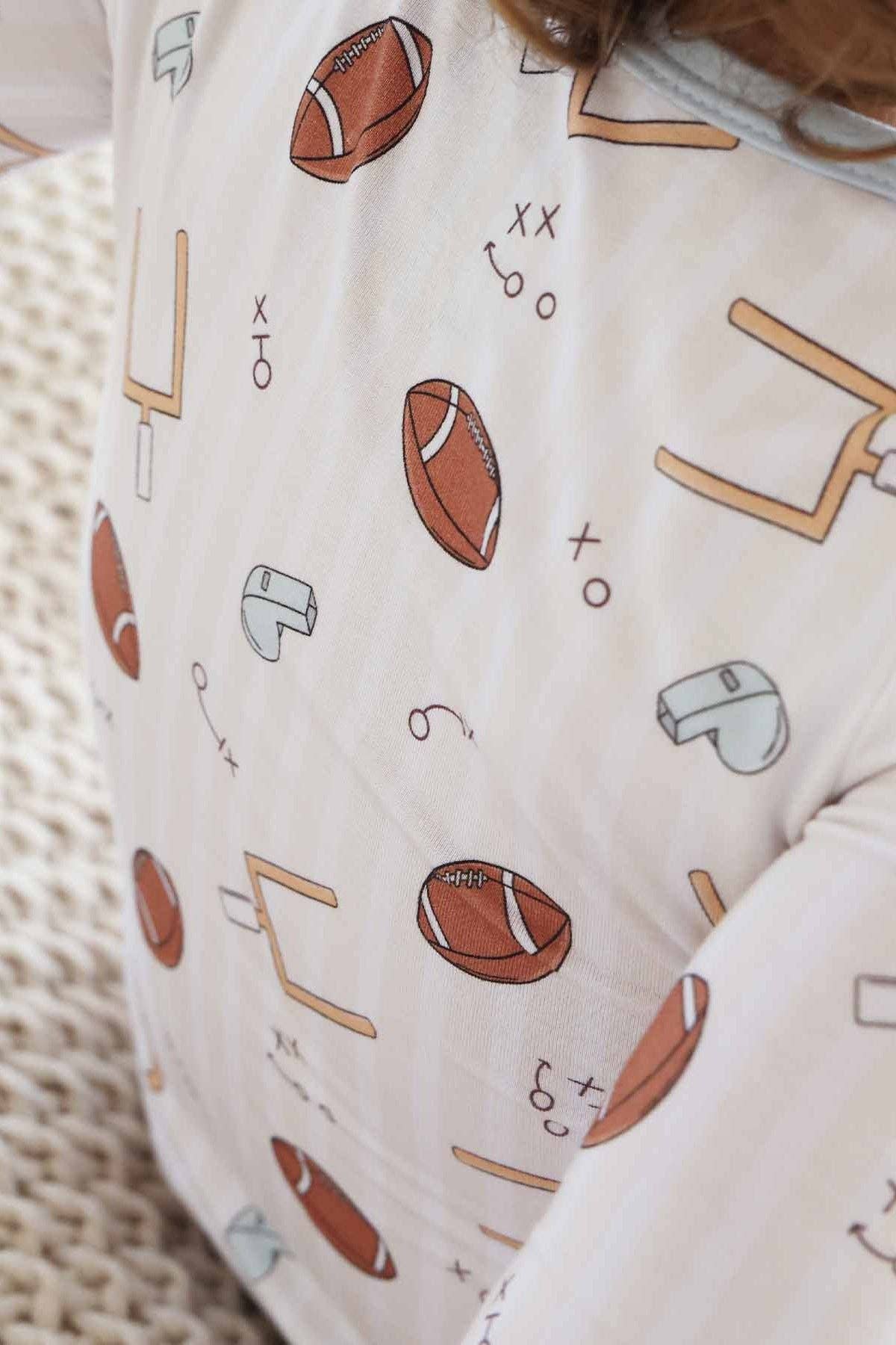 Tiny Touchdowns Two Piece Pajama Set | Neutral