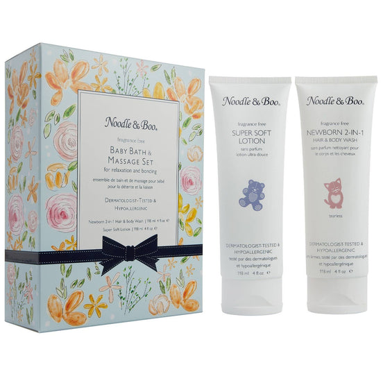 Baby Bath & Massage Set, Fragrance Free, Flowers