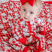 Christmas Bamboo Convertible Zipper Romper | Cozy Claus