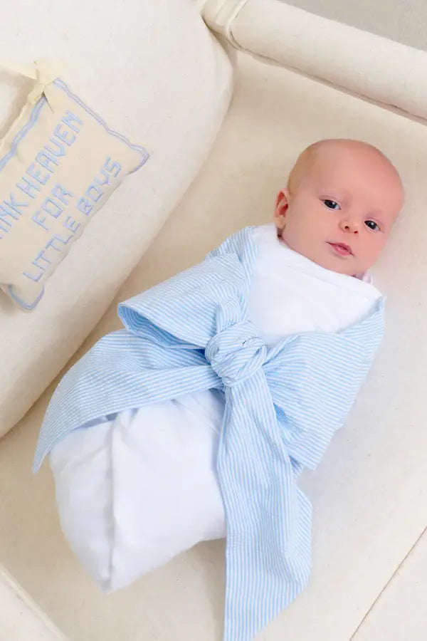 Bow Swaddle - Seersucker