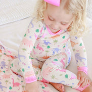 Two-Piece Bamboo Pajama Set | Little Fossil Pink