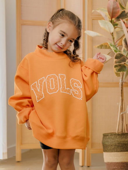 Children's Tenn Vols Polka Dot Puff Mock Neck Sweatshirt