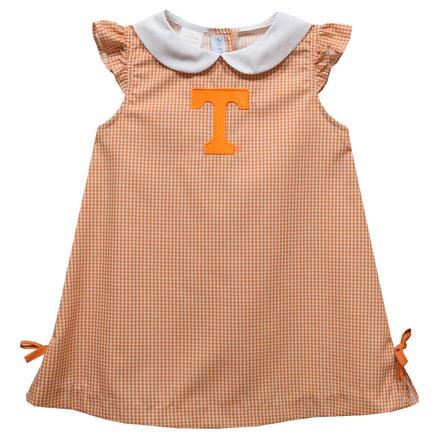 Tennessee Vols Dress - Embroidered Orange Gingham