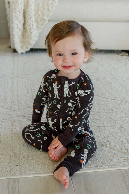 Halloween Glow-in-the-Dark Convertible Bamboo Zip Romper | Eye Want Candy
