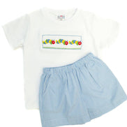 Back to School Caterpillar Smocked Beau T-Shirt/Shorts Set