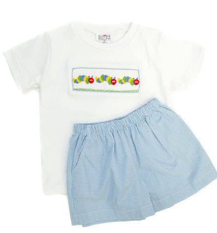 Back to School Caterpillar Smocked Beau T-Shirt/Shorts Set