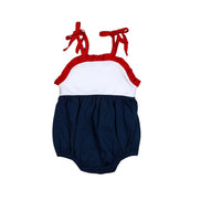 Tie Sleeve Red and Blue Sun Suit