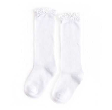 White Lace Top Knee High Socks