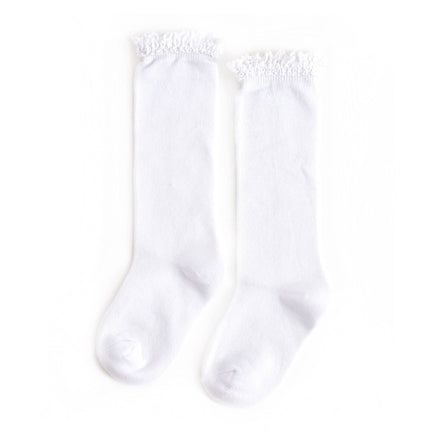 White Lace Top Knee High Socks