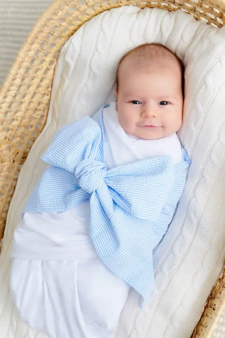 Bow Swaddle - Seersucker