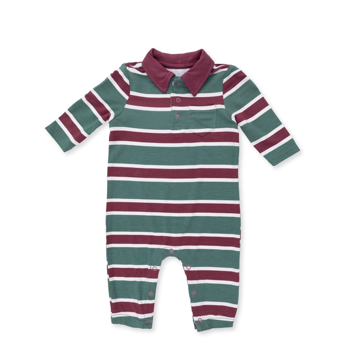 Rugby Stripe Green - Polo Romper
