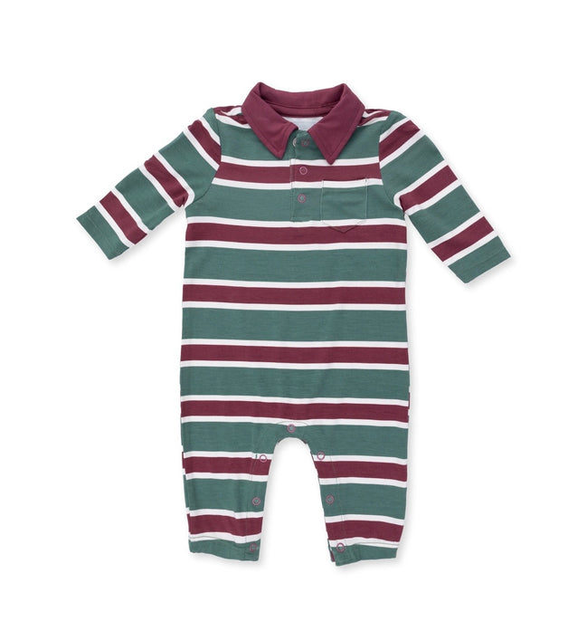 Rugby Stripe Green - Polo Romper