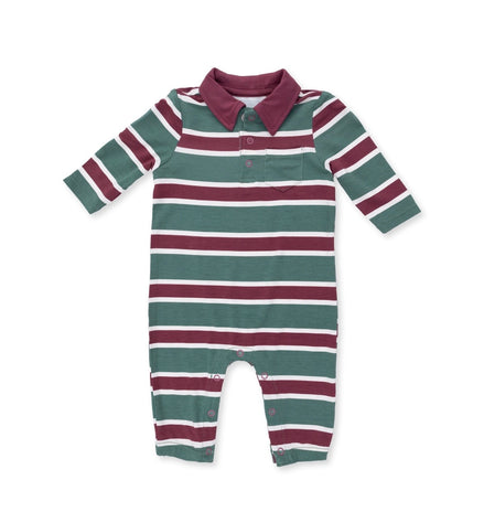 Rugby Stripe Green - Polo Romper