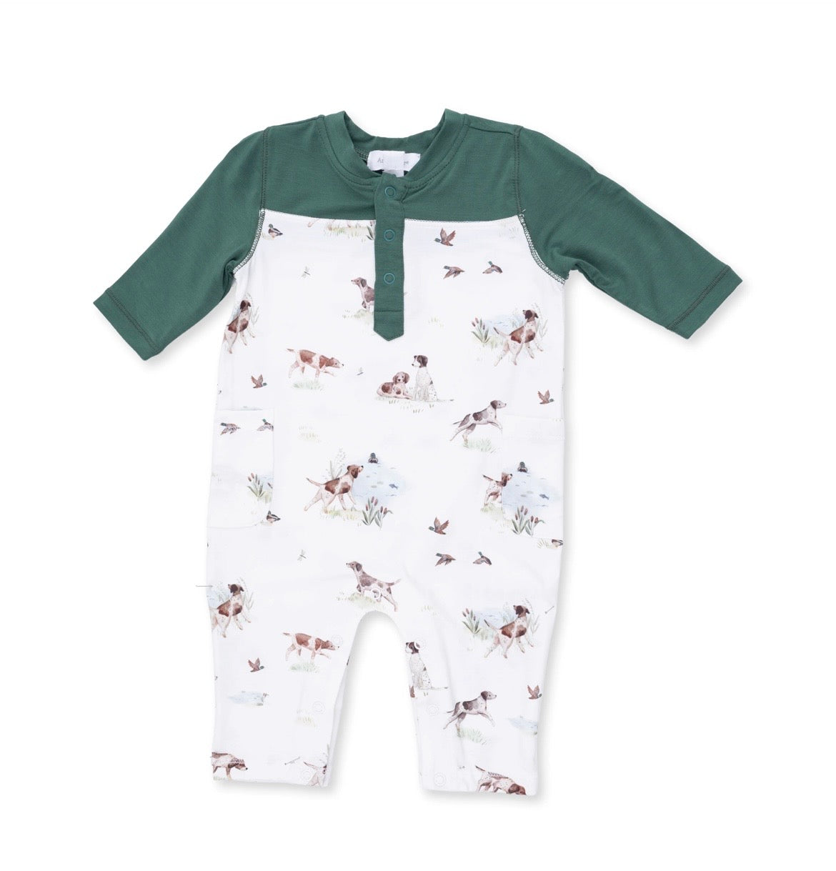 Pointer Pups and Duck Buddies - Romper with Contrast Sleeves