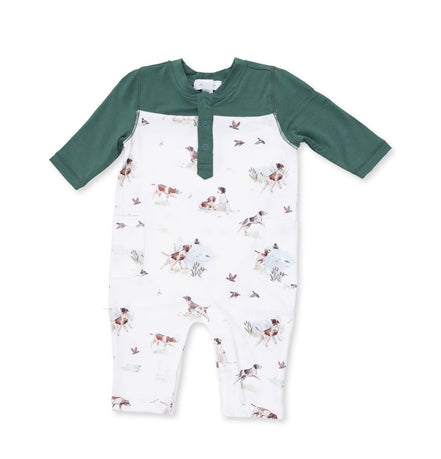 Pointer Pups and Duck Buddies - Romper with Contrast Sleeves