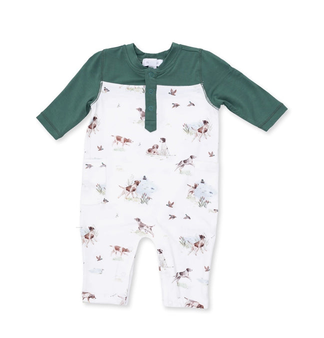Pointer Pups and Duck Buddies - Romper with Contrast Sleeves