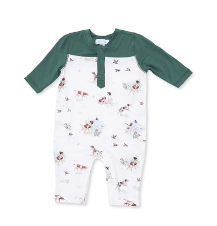 Pointer Pups and Duck Buddies - Romper with Contrast Sleeves