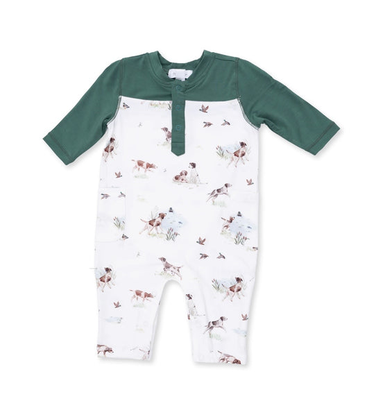Pointer Pups and Duck Buddies - Romper with Contrast Sleeves
