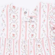 Marnie Rosebud Stripe - Long Sleeve Petal Ruffle Romper