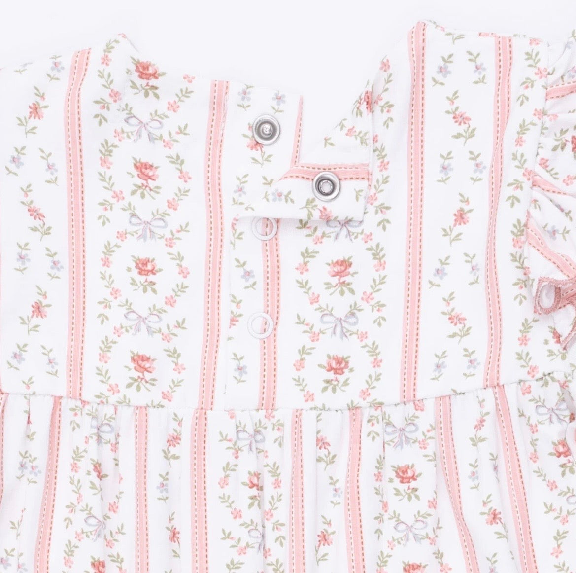 Marnie Rosebud Stripe - Long Sleeve Petal Ruffle Romper