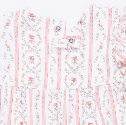 Marnie Rosebud Stripe - Long Sleeve Petal Ruffle Romper