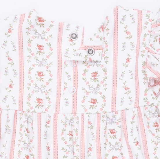 Marnie Rosebud Stripe - Long Sleeve Petal Ruffle Romper