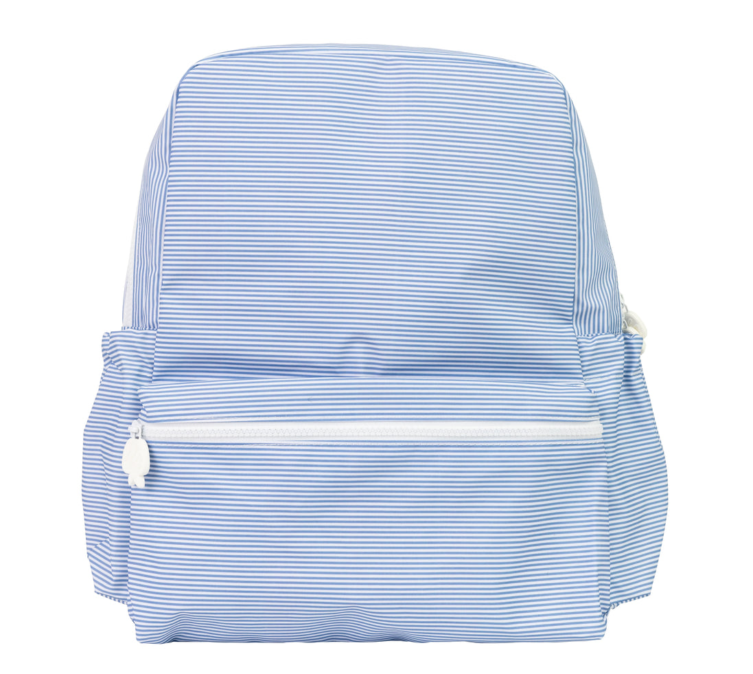 The Backpack in Navy Mini Stripe