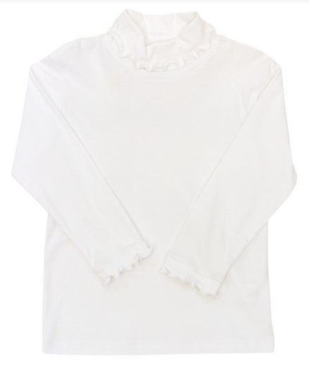 White Knit Ruffle Turtle Neck