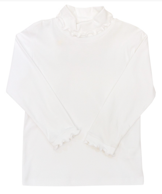 White Knit Ruffle Turtle Neck