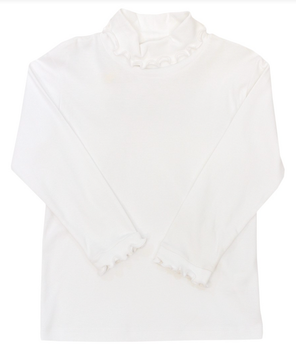 White Knit Ruffle Turtle Neck