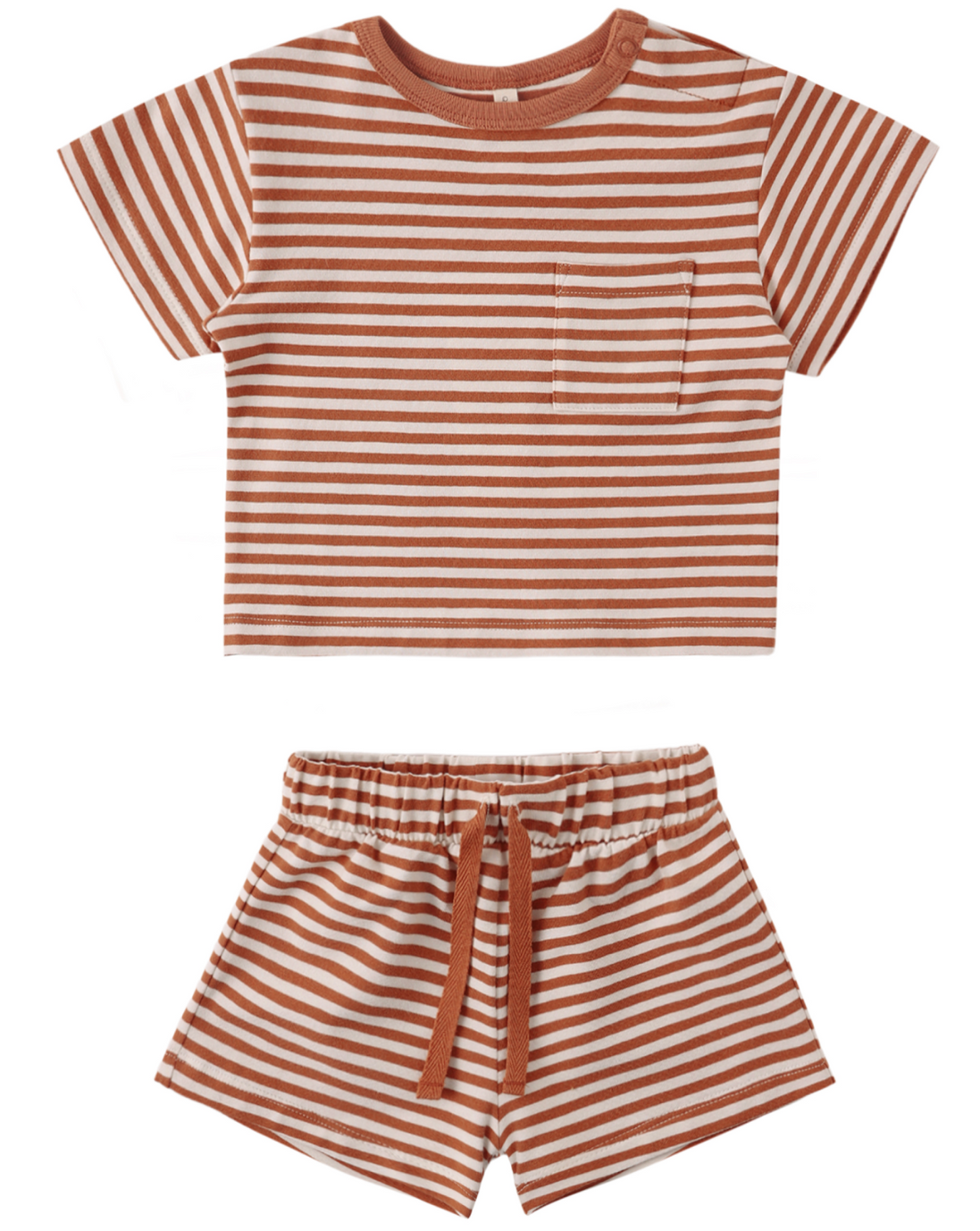 Boxy Pocket Tee + Short Set Poppy Stripe