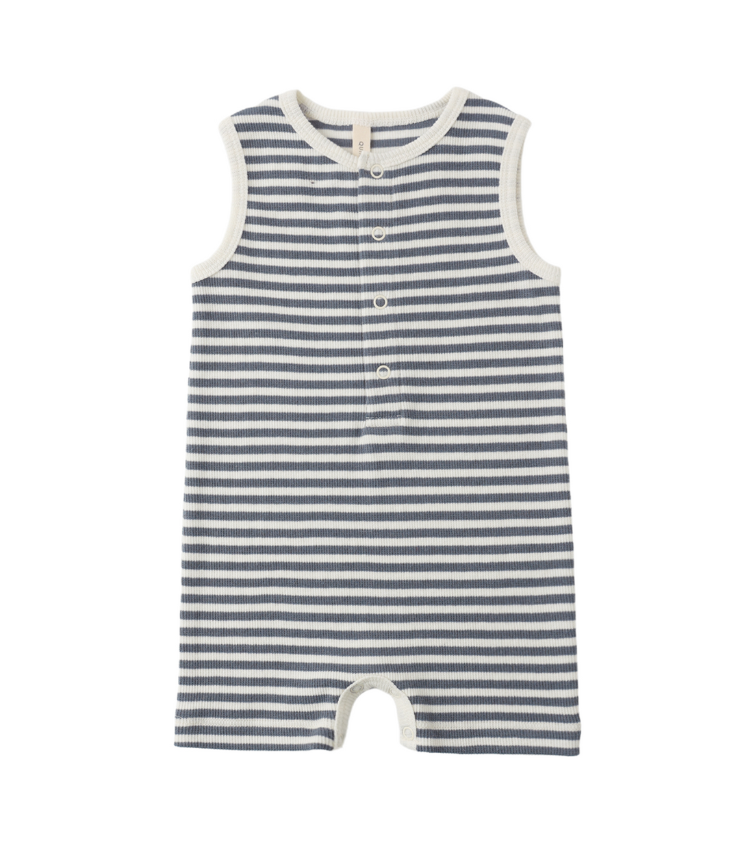 Ribbed Henley Romper Ocean Stripe